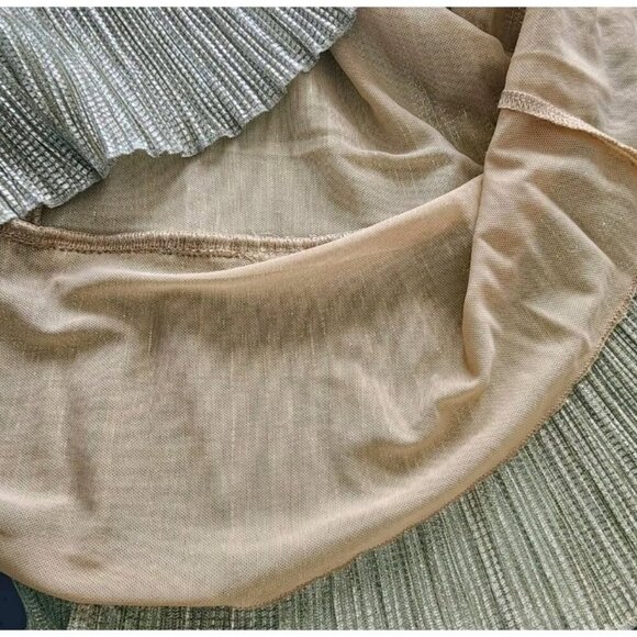 Saylor Saydee Mini Dress Beige Platinum Metallic Mock Neck Long Sleeve Sz Large - Picture 16 of 16